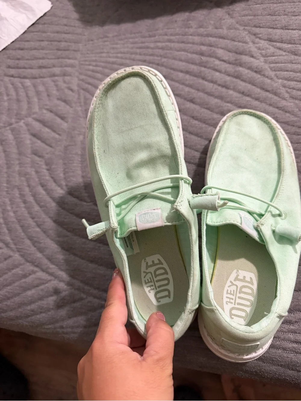 Hey Dude Kids Light Mint Slip-On Canvas Moccasins